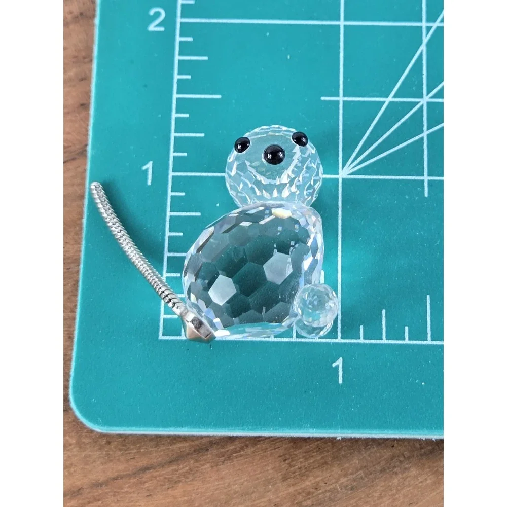 Swarovski Cat Crystal Figurine Retired 3.3 mm Kitty Silver Tail Mark Swan